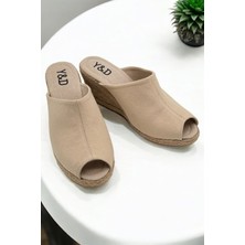 Yd Shoes 7cm Dolgu Topuk Keten Terlik El Yapımı Üretim