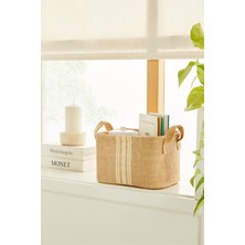 Ocean Home Textile Jüt Dolap İçi Çamaşır Çocuk Odası Oyuncak Düzenleyici Katlanır Saklama Sepeti Organizer 24x17x14 cm