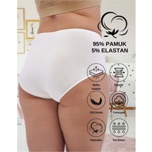 Alya Underwear Kadın Büyük Beden Yüksek Bel Külot Full Brief, 3'lü Paket Beyaz