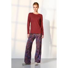 Doreanse Kadın Kırmızı Desenli T-Shirt Pijama Takımı 25K4035