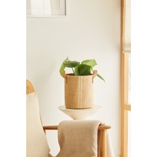 Ocean Home Textile Jüt Dolap İçi Çamaşır Çocuk Odası Oyuncak Düzenleyici Katlanır Saklama Sepeti Organizer Saksı 20x20 cm