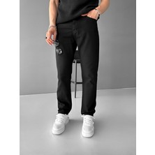 Erkek Boyfriend Fit Basic Jean Pantolon Siyah