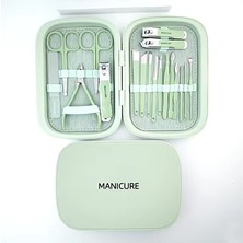 Gaman Gaman-7 Profesyonel 18'li Manikür&pedikür Yüz Bakım Seti & Manicure Set  & Su Yeşili Renk