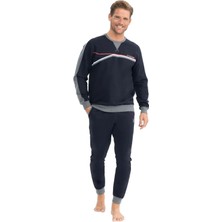 U.S. Polo Assn. 18813 Erkek Uzun Kollu Yuvarlak Yaka Paçası Lastikli Rahat Ev Giyim-Lacivert