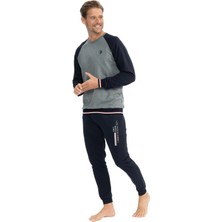 U.S. Polo Assn. 18812 Erkek Uzun Kollu Yuvarlak Yaka Paçası Lastikli Rahat Ev Giyim-Lacivert