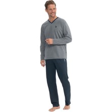 U.S. Polo Assn. 18844 Erkek Uzun Kollu V Yakalı Pijama Takımı-Antrasitmelanj