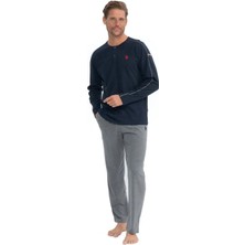 U.S. Polo Assn. 18836 Erkek Uzun Kollu Yuvarlak Yaka Pijama Takımı-Lacivert