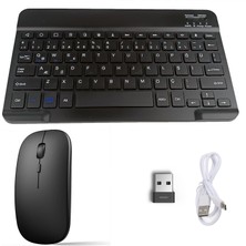 Apera MT82 Kablosuz Bluetooth + USB Wifi Şarjlı Klavye Mouse Seti Ultra Ince Taşınabilir Türkçe Q Klavye