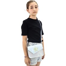 İcone Bag Simli Yıldız Baskılı Kız Çocuk Çantası, Parlak Görünümlü El ve Omuz Star Çocuk Çanta