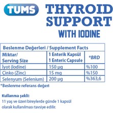 Tums Thyroid Support | İyot, Çinko, Selenyum Tiroid Desteği 90 Enterik Kapsül - 3 Aylık Kullanım