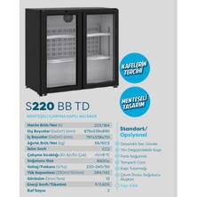 Şenocak S220 BB TD Tezgah Altı Bar Dolabı 220 lt Back Bar 2Kapı  Buzdolabı