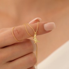 Nox Jewelry 14 Ayar Altın Kaplama Gümüş Minimal Kanguru Figürlü Kolye - CN00330