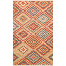 Eko Halı Nomad NMD07 Terra Pamuk Ile Üretilen Çift Taraflı Kullanıma Uygun Yıkanabilir Otantik Kilim