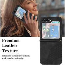 YH Market Samsung Galaxy Z Flip 6 Için Flip Case Pu Deri Kapak Çevirin Darbeye (Yurt Dışından)