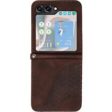 YH Market Samsung Galaxy Z Flip 6 Için Flip Case Pu Deri Kapak Çevirin Darbeye (Yurt Dışından)