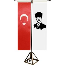 Flag Center  Masa Bayrak Ikili T Tipi