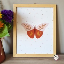 Nn Decor Boho Temalı 3'lü Set - Güneş, Çöl, Kelebek, Doğal Ahşap Çerçeveli,bebek ve Çocuk Odası Tablo Seti