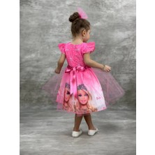 Defada Barbie Pembe  Kız Çocuk Elbise