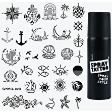 One Spray Tattoo Bodrum City Pack Dövme Şablon Seti ve Siyah Sprey