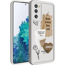 ZORE Galaxy S20 Fe Kılıf Kamera Korumalı Baskılı Arka Yüzey Klas Kapak-Açık Kahve