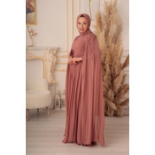 Moda Martı Yıldızabiye Omuzdan Pelerinli Şifon Tesettür Abiye (K16184)
