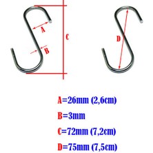 S Kanca - Askı Kancası - 100 Adet