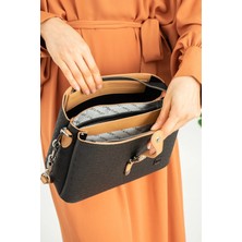 Just Polo Kadın Siyah-Taba Ayarlanabilir Uzun Askılı 3 Bölmeli El & Omuz ÇANTASI-JP4014