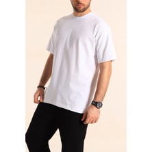 BafacoTekstil %100 Pamuklu Beyaz Basic T-Shirt Erkek / Kadın