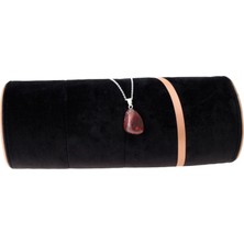 Taru Pasaj Kırmızı Jasper Doğal Taş Kolye ve Zincir - Koruyucu Enerji Taşı