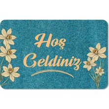 M&H Quality Dijital Baskılı  Kapı Önü Paspas Çiçek Desenli Hoş Geldiniz Yazılır Ev Içi ve Dışı Banyo Mutfak Çocuk Odası Için kullanılabilir