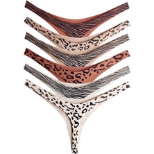 Cottonhill Basic Desenli Lazer Kesim Kadın Tanga Külot 6'lı Paket