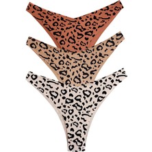 Cottonhill Basic Desenli Lazer Kesim Kadın Brezilya Külot 3'lü Paket-2