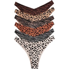 Cottonhill Basic Desenli Lazer Kesim Kadın Brezilya Külot 6'lı Paket