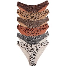 Cottonhill Basic Desenli Lazer Kesim Kadın Bikini Külot 6'lı Paket