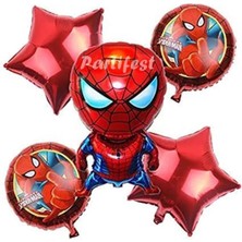 Mg Store Spiderman Örümcek Adam Balon Set Balon Folyo Set Spiderman Konsept Doğum Günü Set Yaş Balon