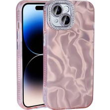 Bulut Aksesuar iPhone 15 Plus Kılıf Airbagli Parlak Taş Detay Tasarımlı Zore Esila Kapak-Pembe