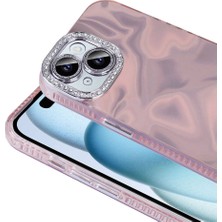 Bulut Aksesuar iPhone 15 Plus Kılıf Airbagli Parlak Taş Detay Tasarımlı Zore Esila Kapak-Pembe