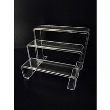 Nidage Beyaz 3lü Merdiven Stand, Ayakkabı Standı, 3lü Stand Seti Pleksi Şeffaf Plastik
