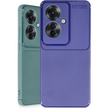 Newface Oppo Reno 11F Kılıf Auto Focus Karbon Kapak - Koyu Yeşil 13