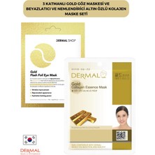 Dermal 3 Katmanlı Gold Göz Maskesi ve Beyazlatıcı Nemlendiric Kolajen Altın Maske Seti