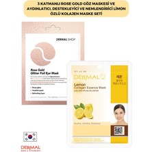 3 Katmanlı Rose Gold Göz Maskesi ve Aydınlatıcı, Destekleyici ve Nemlendirici Limon Özlü Kolajen Maske Seti 2 Adet