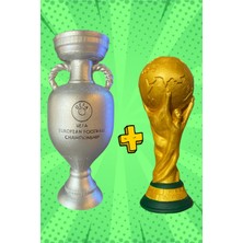 Craft 3d Atölye Dünya Kupası(15 Cm Boyunda)-Euro Cup(21 Cm Boyunda)   Beton Ödül Kupaları Biblo  Paketi Ile Beraber)