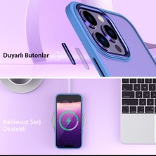 Apple iPhone 15 Pro Max Kılıf Kenarları Renkli Çerçeveli Kapak - Lacivert