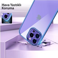 Apple iPhone 15 Pro Max Kılıf Kenarları Renkli Çerçeveli Kapak - Lacivert