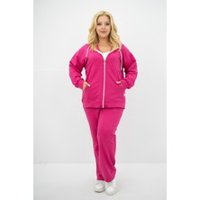 Koza Kadın Büyük Beden Kapüşonlu Cep Detaylı Eşofman Takımı 8139-25