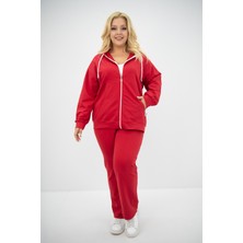 Koza Kadın Büyük Beden Kapüşonlu Cep Detaylı Eşofman Takımı 8139-25