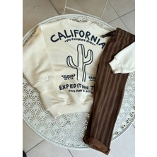 Ladin Store Yeni Sezon Erkek Çocuk Baskılı Pamuklu 3 Iplik Şardonsuz Sweatshirt ve Jogger Pantolonlu Ikili Takım
