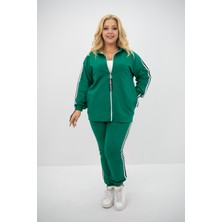 Koza Kadın Büyük Beden Kapüşonlu Baskı Detaylı Eşofman Takımı 8136-25