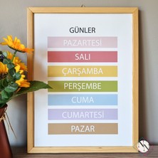 Nn Decor Günler, Aylar, Mevsimler 3'Lü Eğitici Set,  Ahşap Çerçeveli, Bebek Ve Çocuk Odası Tablo Seti