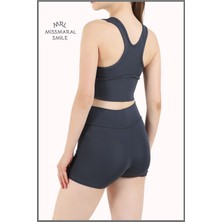 Miss Maral Kadın Antrasit Mini Şort Boxer Yüksek Bel  Fit Görünüm 11080